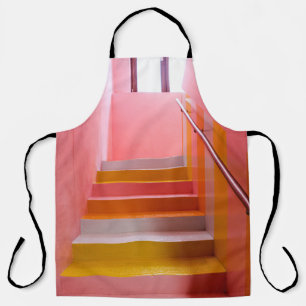 DELANTAL ESCALERA DE MADERA BLANCA Y MARRÓN