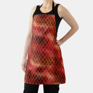 Delantal Escamas de Dragón con Brillo Ombre Rojo Brillante