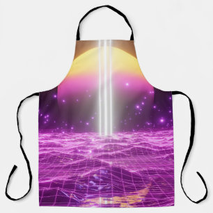 Delantal Escena de arte pop de ciencia ficción rosa moderno