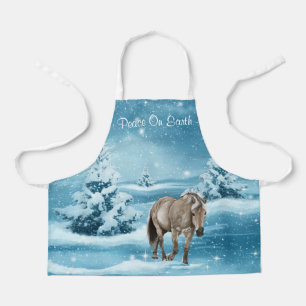 Delantal Escena De Invierno Con Nieve De Caballo Y Apron De