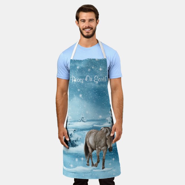 Delantal Escena De Invierno Con Nieve De Caballo Y Vacacion (Gastado)