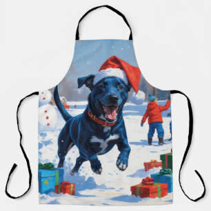Delantal Escena de nieve festiva de Navidad con Blue Heeler