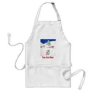 Delantal Escena de nieve suave santa y trineo a los navidad