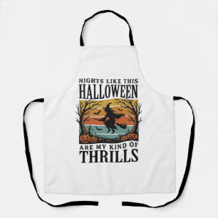 Delantal Escena de terror de bruja vintage de Halloween Gra