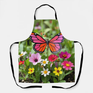 Delantal Escena vibrante del jardín de la mariposa monarca