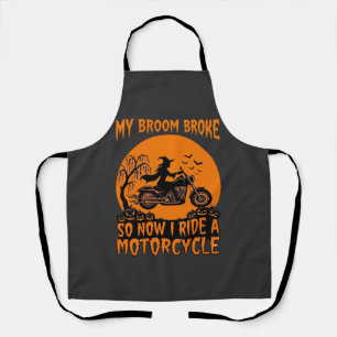Delantal Escoba Rompió Bruja De Halloween Motocicleta Murci