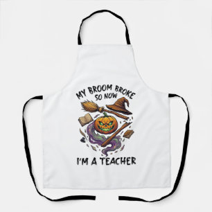 Delantal Escoba Rompió Profesor Halloween Calabaza Sombrero