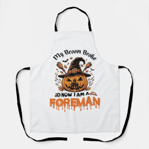 Delantal Escoba Rota Ahora Soy Capataz Calabaza de Hallowee