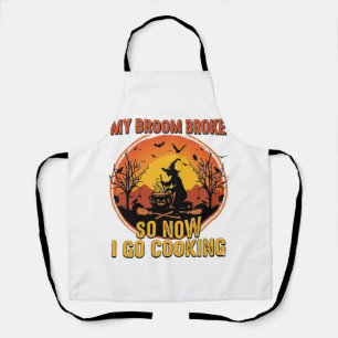Delantal Escoba Rota Así Que Ahora Ve a Cocinar Halloween_1