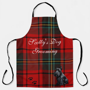 Delantal Escocesa Terrier (Scotty) Tartán. Editable