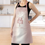 Delantal Escritura de guion del Purpurina de oro Rosa de pa<br><div class="desc">Aquí hay una manera maravillosa de añadir a la diversión del hornear. Añada un poco más de brillo a sus aventuras culinarias cuando use este elegante, sofisticado, sencillo y moderno delantal. Una torta de oro de dos capas, de dos rosas, tipografía manuscrita de escritura y goteo de purpurinas superponen un...</div>