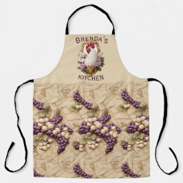 Delantal Escudo heráldico de gallos y uvas, en trigo,