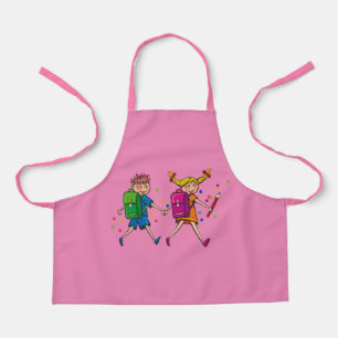 Delantal escuela de niños-chicas-mano-en-mano