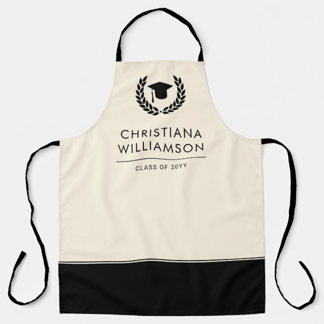 Delantal Escuela personalizada y graduación universitaria e (Anverso)