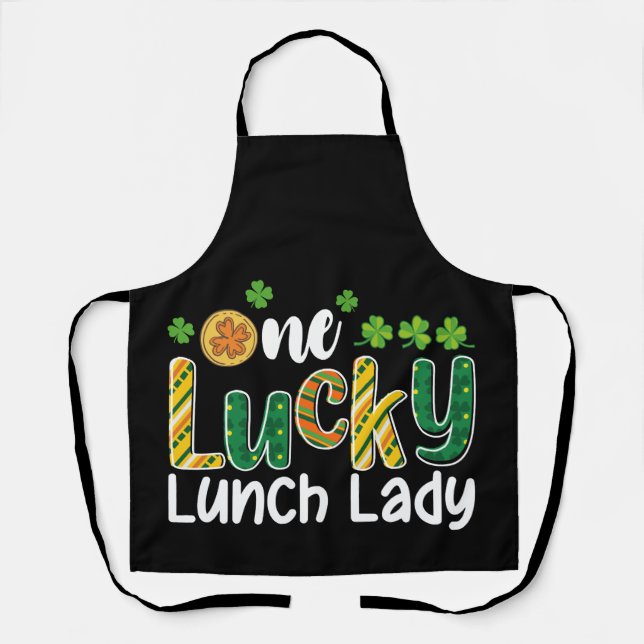 Delantal Escuela St Patrick's Day de One Lucky Lunch Lady (Anverso)