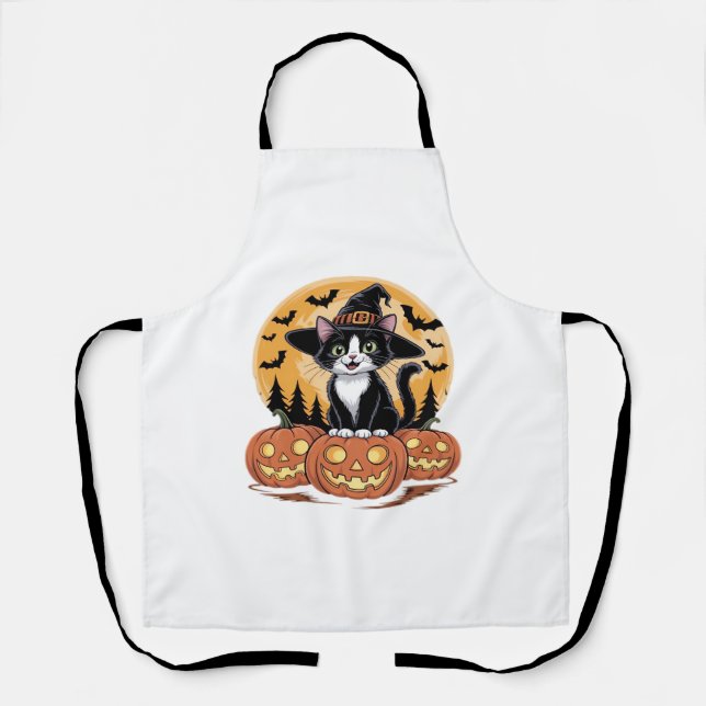 Delantal Esencial calabazas de peluca de gatos de esmoquín  (Anverso)