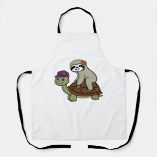 Delantal Eslogan montando una tortuga clásica camiseta