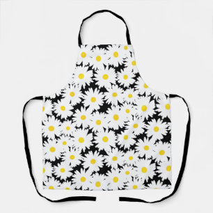 Delantal Espacio negativo Daisies amarillo blanco sobre neg