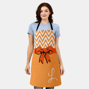 Delantal Especia de Calabaza Naranja y Blanco Falso Lazo Pe