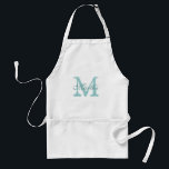 Delantal Espectro de horneado monográfico personalizado par<br><div class="desc">Monograma de horneado personalizado para mujeres. Buena idea de regalo para mamá / madre. Personalizado BBQ / delantales de cocina con nombre y inicial. Diseño original para cocineros y apasionados de la cocina. Parques monogramados de barbacoa en blanco y amarillo beige. Color de la letra de personalizable, es decir, azul...</div>