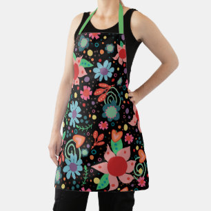 Delantal Espectro de inespiritualidad floral negra de la co