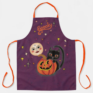 Delantal Espeluznante Calabaza Kitten Moon - Púrpura oscuro