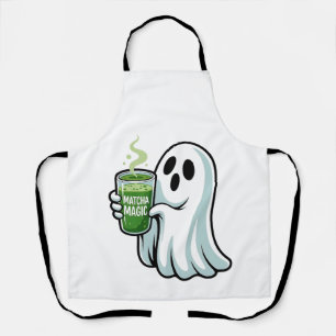 Delantal Espeluznante Fantasma Bebiendo Matcha