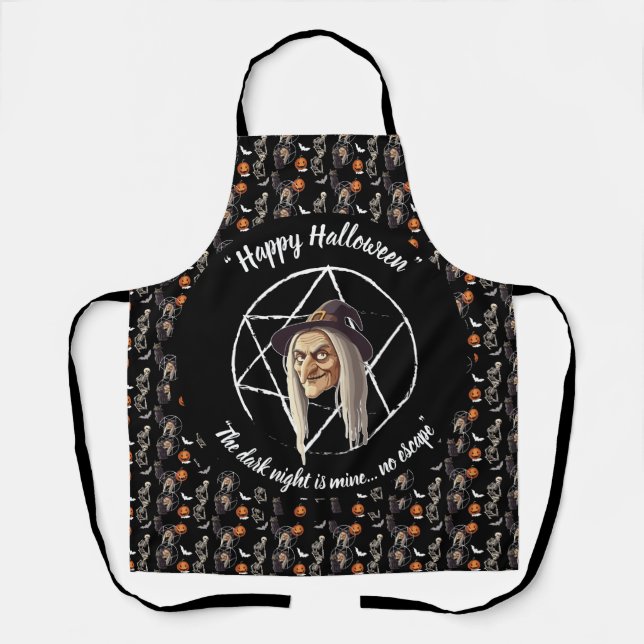 Delantal Espeluznante Halloween Apron - negro- 🎃 👻 (Anverso)