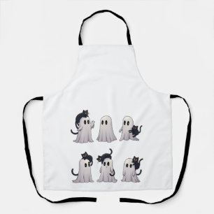 Delantal Espeluznante Pastel Gótico Fantasma Gatos Negros H