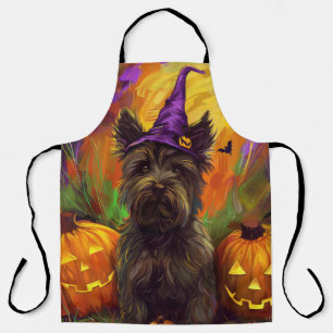 Delantal Espeluznante Skye Terrier Perro Halloween Calabaza