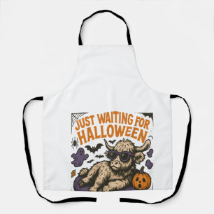 Delantal Esperando por Halloween Highland Cow