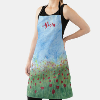 Delantal Espías en el cielo azul de campo Apron personaliza