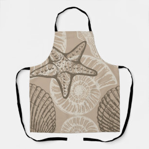 Delantal Espinosa de mariscos y conchas en beige