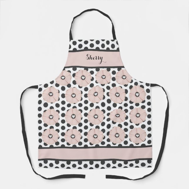 Delantal Espinosa primavera Pink Floral Polka Dot Apron (Anverso)