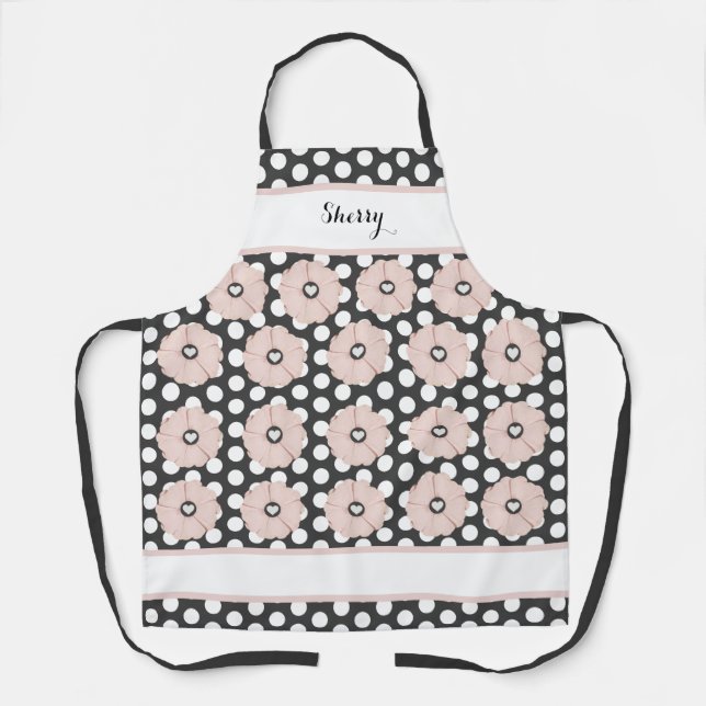 Delantal Espinosa primavera Pink Floral Polka Dot Apron (Anverso)