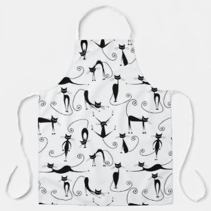 Delantal Espinoso patrón de gato negro