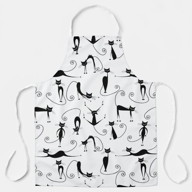 Delantal Espinoso patrón de gato negro (Anverso)