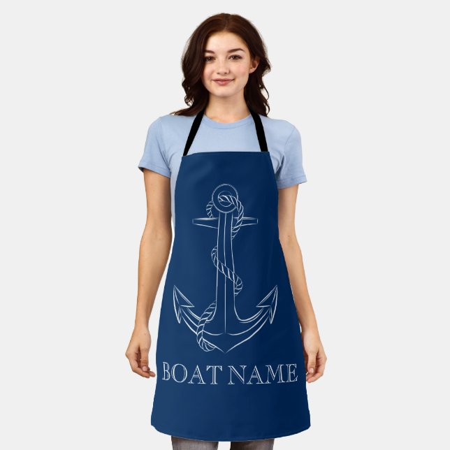 Delantal Espíritu Náutico Ancla Azul Marino  (Gastado)