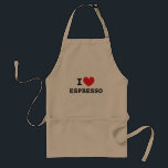 Delantal Espresso de corazón apron de cocina para café para<br><div class="desc">Yo corazón espresso café cocina delantal para barista. Parones beige cortos para hombres y mujeres. Personalice me encanta el diseño de plantillas. También disponible en otros colores. Ideal para los amantes del café.</div>