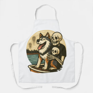 Delantal Esqueleto con Perro en Arte de Terror del Lago Emb