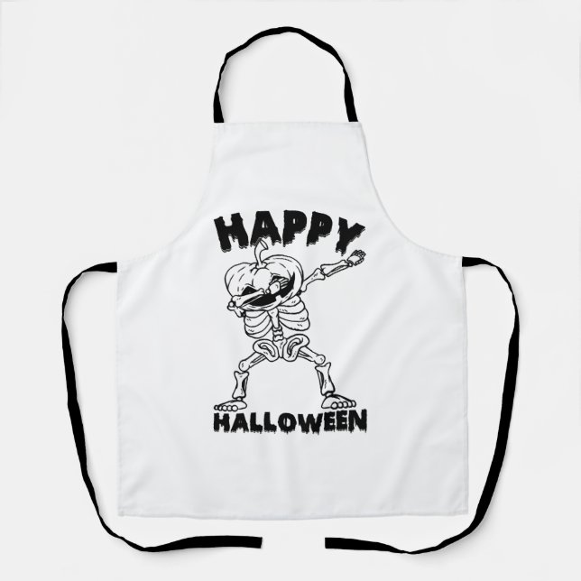 Delantal Esqueleto de Halloween con calabaza - Feliz Hallow (Anverso)