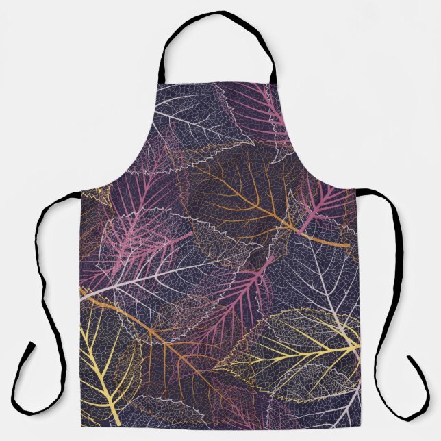 Delantal Esqueleto de hoja sin soldadura, fondo con carbón (Anverso)