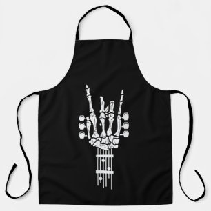 Delantal Esqueleto de rock y Roll Guitarra MuAll-Over Print
