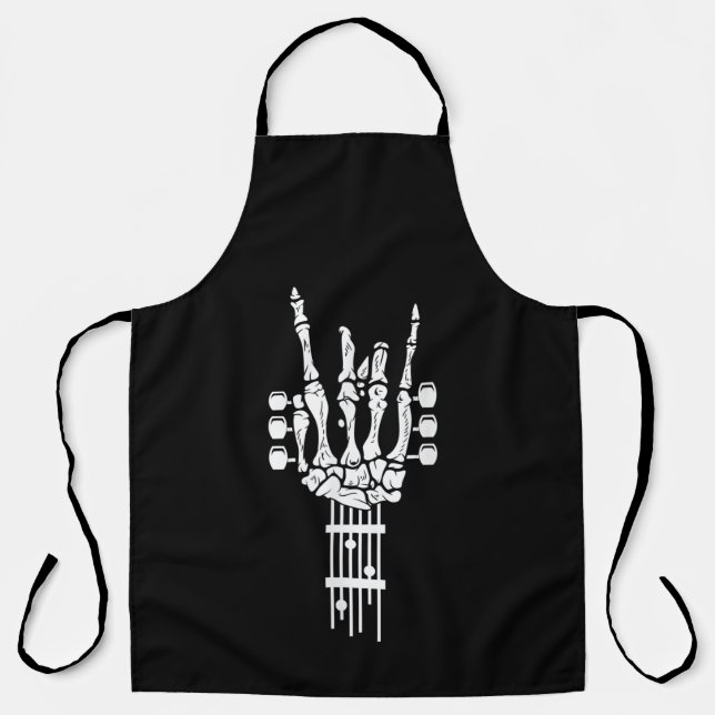 Delantal Esqueleto de rock y Roll Guitarra MuAll-Over Print (Anverso)