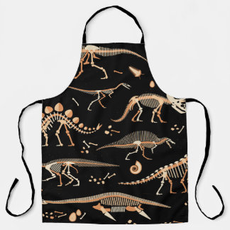Delantal Esqueletos de dinosaurios, fósiles, patrón vintage