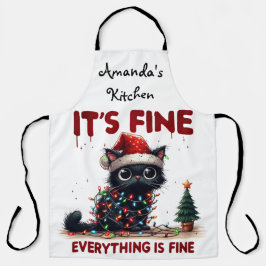 Delantal "Está bien, ¡todo está bien!" Gato de navidades