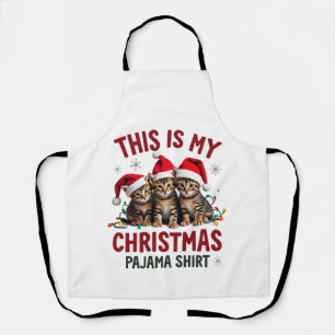 Delantal Esta Es Mi Camiseta De Pijama De Navidad Gato Aman