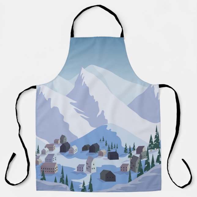 Delantal Estación de esquí: Vintage Mountain Landscape (Anverso)