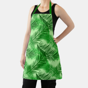 Delantal Estampa de hoja de palma, fucsia, esmeralda y verd