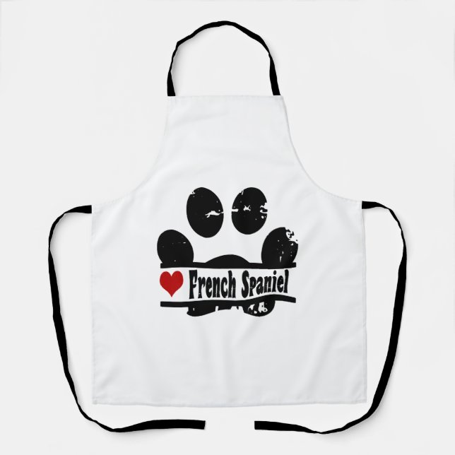 Delantal Estampa de pata de perro Spaniel Francés (Anverso)